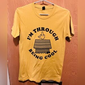 Joe Cool-Inspired Graphic Tee, Men’s/Unisex Small, 100% Cotton in Mustard Yellow